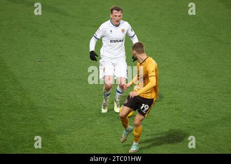 Birkenhead, Großbritannien. Dezember 2023. Regan Hendry von den Tranmere Rovers während des Spiels der EFL SkyBet League Two zwischen den Tranmere Rovers und Newport County im Prenton Park, Birkenhead, England am Samstag, den 9. Dezember 2023 (Foto: Phil Bryan/Alamy Live News) Stockfoto