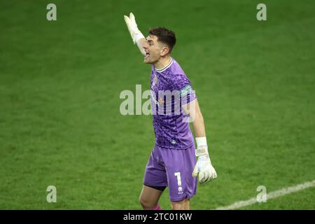 Birkenhead, Großbritannien. Dezember 2023. Luke McGee von den Tranmere Rovers während des Spiels der EFL SkyBet League Two zwischen den Tranmere Rovers und Newport County im Prenton Park, Birkenhead, England am Samstag, den 9. Dezember 2023 (Foto: Phil Bryan/Alamy Live News) Stockfoto