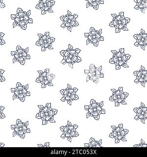 Abstraktes, nahtloses Blumenmuster für Stoff und Textil. Vektorhintergrund mit Kritzelei Hand gezeichnete Elemente Stock Vektor