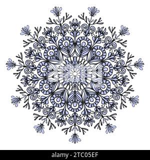 Mandala Spirit Ornament mit runder Spitze in Violett für Oberflächendesign von Karte oder Einladung. Abstraktes Kreismuster des Vektors, isolieren auf weißem Hintergrund Stock Vektor