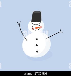 Niedliche Kritzelei Winter Illustration eines Schneemanns. Neujahrsgeschenke und Aufkleber. Stock Vektor