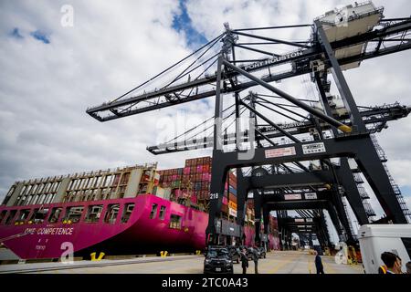 Houston, Usa. Dezember 2023. Abbildung bei einem Besuch im Hafen von Houston, USA am Samstag, den 9. Dezember 2023. BELGA FOTO JASPER JACOBS Credit: Belga News Agency/Alamy Live News Stockfoto