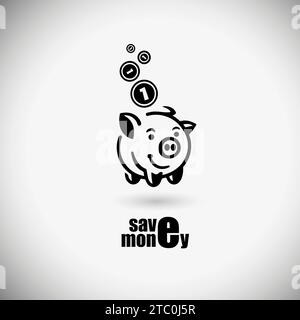 Sparen Sie Geld. Schweinebank. SHOTLISTBanking. Handzeichnung. Nicht AI, Vektorillustration Stock Vektor