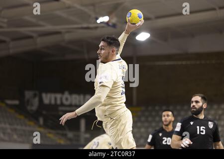 Guimarães, 09/2023 - Vitória SC traf heute Nachmittag auf den FC Porto in Pavilhão União Vimaranense, in einem Spiel der nationalen Handball-Meisterschaft Ignacio Plaza (Pedro Correia/Global Imagens). Credit: Atlantico Press/Alamy Live News Stockfoto