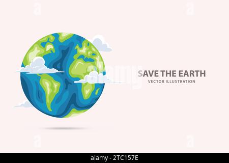 Weltumwelt und Tag der Erde, Save Earth Konzept Vektor Illustration Stock Vektor