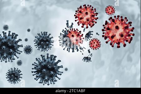 Neue COVID-Variante als Pirola- oder BA.2,86-Variante als Coronavirus-Ausbruch oder Anstieg eines mutierten Virus als Virusmutationen, die sich ausbreiten und das p infizieren Stockfoto