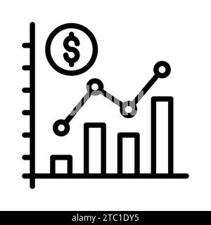 Balkendiagramm und Dollarmünze, die die Analyse und Interpretation von Finanzdaten darstellen, Vektor für die Analyse von Finanzdaten. Stock Vektor