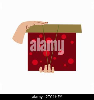 Ein Geschenk geben. Hand mit Geschenkbox Design für Banner, Web. Vektorabbildung... Stock Vektor
