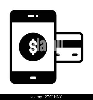 Bankkarte mit Mobiltelefon, die das Konzept der mobilen Zahlung oder Online-Zahlung kennzeichnet. Stock Vektor