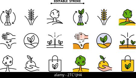 Farmer Farbsymbole festgelegt. Bearbeitbare Kontur. Satz von Farmer-Vektorsymbolen für Webdesign isoliert auf weißem Hintergrund. Symbol, Logo-Abbildung. Vektorgra Stock Vektor