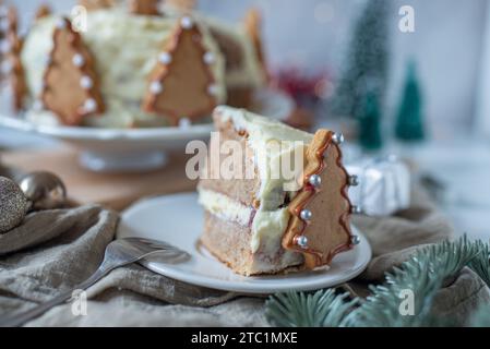 Süßer hausgemachter weihnachtskuchenkuchen Stockfoto