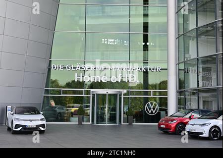 Volkswagen transparentes Werk in Dresden, Sachsen, Deutschland Stockfoto