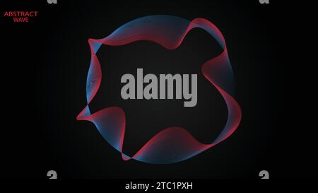 Abstrakte Vektorkreise zeichnen sich in einem runden Rahmen mit farbenfrohem Spektrumlicht auf schwarzem Hintergrund 1 aus Stock Vektor