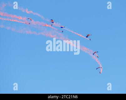 RAF Falcons, Parachute Display Team, Jersey International Airshow Stockfoto