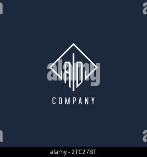 Erstes Logo mit luxuriöser Vektorgrafik im rechteckigen Design Stock Vektor