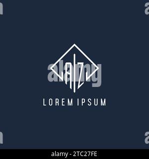 AZ Initial Logo mit luxuriöser Vektorgrafik im Rechteckdesign Stock Vektor