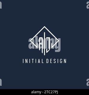 AJ Initial Logo mit luxuriöser Vektorgrafik im Rechteckdesign Stock Vektor