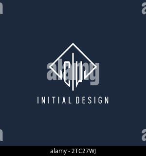 CW Initial Logo mit luxuriöser Vektorgrafik im Rechteckdesign Stock Vektor