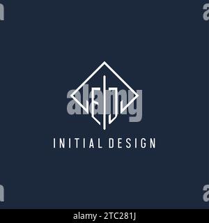 EJ Initial Logo mit luxuriöser Vektorgrafik im Rechteckdesign Stock Vektor