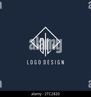 DL Initial Logo mit luxuriöser Vektorgrafik im Rechteckdesign Stock Vektor