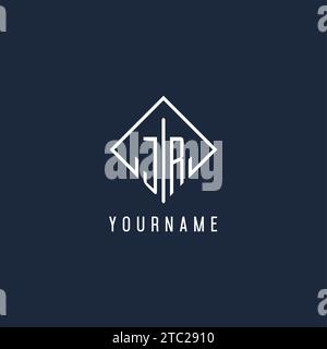 JR Initial Logo mit luxuriöser Vektorgrafik im Rechteckdesign Stock Vektor