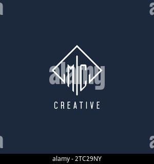 MC Initial Logo mit luxuriöser Vektorgrafik im Rechteckdesign Stock Vektor
