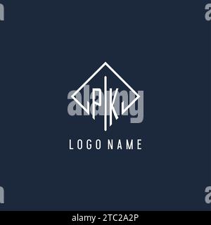 PK Initial Logo mit luxuriöser Vektorgrafik im Rechteckdesign Stock Vektor