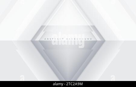 Weißer und weicher grauer abstrakter 3D-geometrischer Hintergrund mit Rautenrahmen. Weißes abstraktes Design mit moderner Technologie. Vektorabbildung Stock Vektor