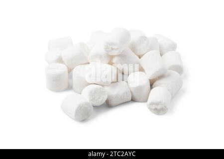 Marshmallows in loser Schüttung, isoliert auf weißem Hintergrund Stockfoto