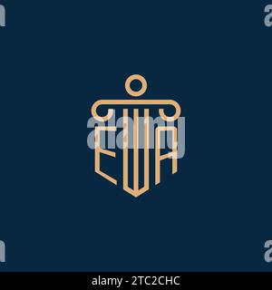 EA Initial für Anwaltskanzleienlogo, Anwaltslogo mit Säulensymbol Stock Vektor