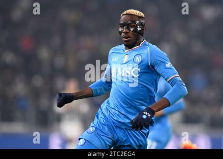 Victor Osimhen (SSC Napoli) während des Fußballspiels der Serie A zwischen Juventus FC und SSC Napoli im Allianz Stadium am 9. Dezember 2023 in Turin, Ital Stockfoto