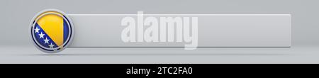 Flaggenabzeichen für Bosnien und Herzegowina. Symbol oder Abzeichen mit Landesflagge und Ort für Nachricht Stockfoto