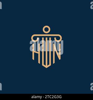 HN Initial für Anwaltskanzleienlogo, Anwaltslogo mit Säulensymbol Stock Vektor