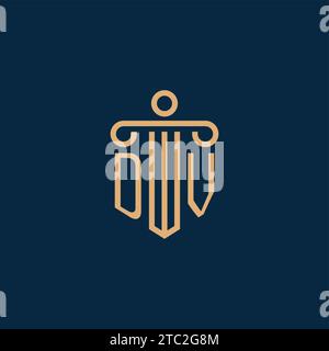 DV Initial für Anwaltskanzleienlogo, Anwaltslogo mit Säulensymbol Stock Vektor