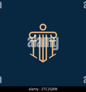 II Initiale für das Logo der Anwaltskanzlei, Anwaltslogo mit Säulensymbol Stock Vektor
