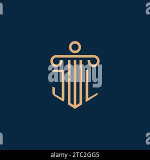 JL Initial für Anwaltskanzleienlogo, Anwaltslogo mit Säulensymbol Stock Vektor