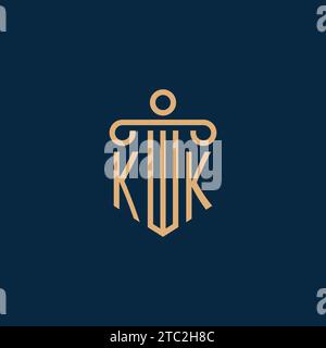 KK Initial für Anwaltskanzleienlogo, Anwaltslogo mit Säulensymbol Stock Vektor