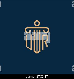 UR Initial für Anwaltskanzleienlogo, Anwaltslogo mit Säulensymbol Stock Vektor