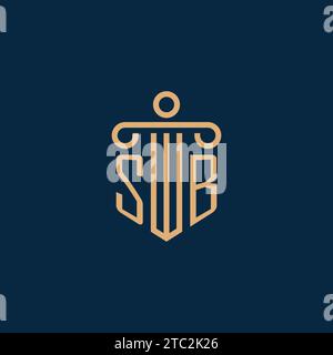 SB Initial für Anwaltskanzleienlogo, Anwaltslogo mit Säulensymbol Stock Vektor