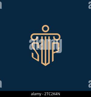 SP Initial für Anwaltskanzleienlogo, Anwaltslogo mit Säulensymbol Stock Vektor