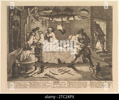 Hudibras schlägt Sidrophel und seinen Mann Whacum (zwölf große Illustrationen für Samuel Butlers Hudibras, Platte 8) 1891 von William Hogarth Stockfoto