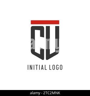 CU Initial Esport Logo mit einfacher Vektorgrafik im Schilddesign Stock Vektor