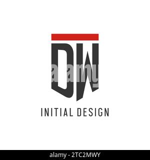 DW-Initial-Esport-Logo mit einfacher Vektorgrafik im Shield-Design Stock Vektor
