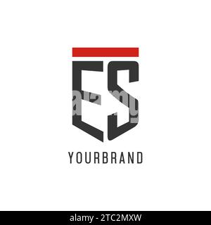 Es-Initial-Esport-Logo mit einfacher Vektorgrafik im Shield-Design Stock Vektor