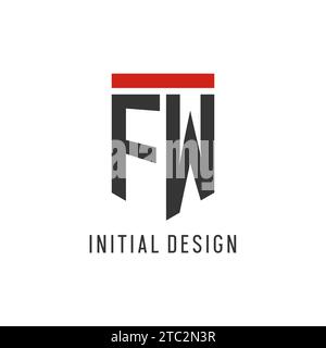 FW Initial Esport-Logo mit einfacher Vektorgrafik im Shield-Design Stock Vektor