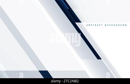 Weißer moderner abstrakter Sport-Hintergrund mit grauen und blauen geometrischen Formen. Dunkelblaues und weißes abstraktes Banner. Vektorabbildung Stock Vektor