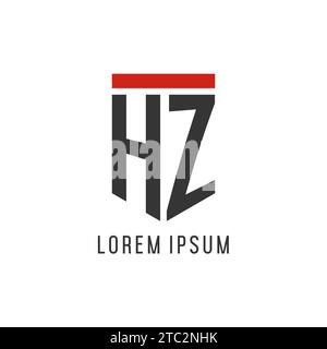 HZ anfängliches Esport-Logo mit einfacher Vektorgrafik im Shield-Design Stock Vektor