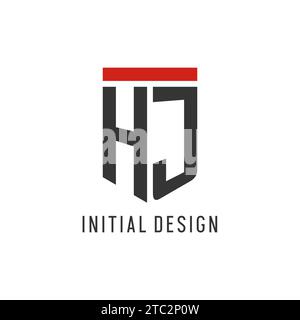 HJ Initial Esport Logo mit einfacher Vektorgrafik im Schilddesign Stock Vektor