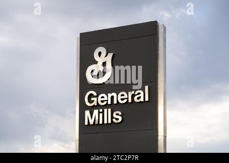 Logo von General Mills am Hauptsitz in Minneapolis, Minnesota, USA Stockfoto