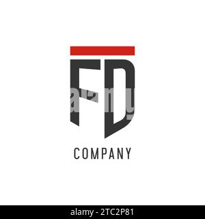 FD-Initial-Esport-Logo mit einfacher Vektorgrafik im Shield-Design Stock Vektor